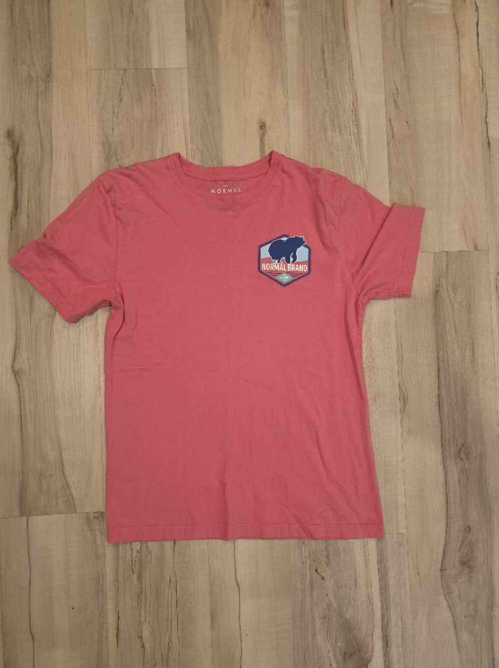 The Normal Brand Coral Crew T‑Shirt with Logo Print